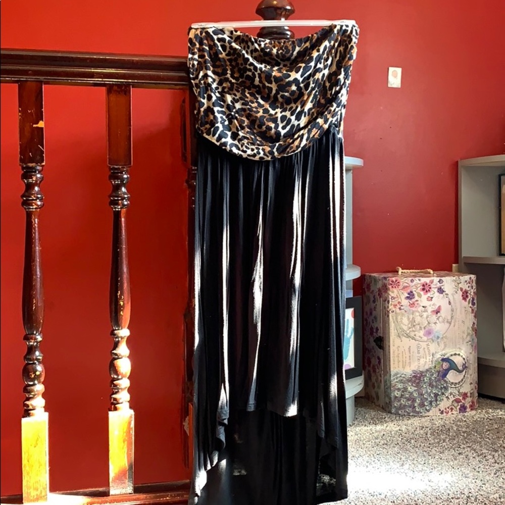 Tube top/Strapless Black Dress with Cheetah Print!